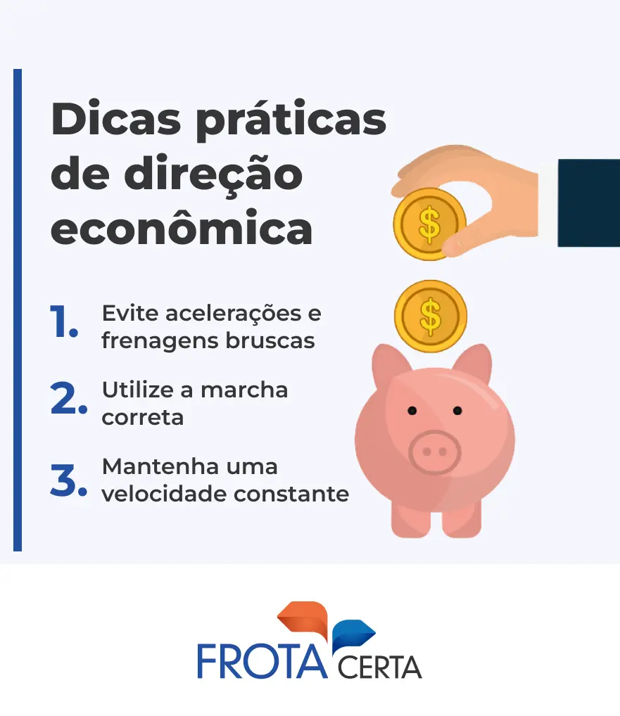 Infográfico com Dicas práticas de direção econômica